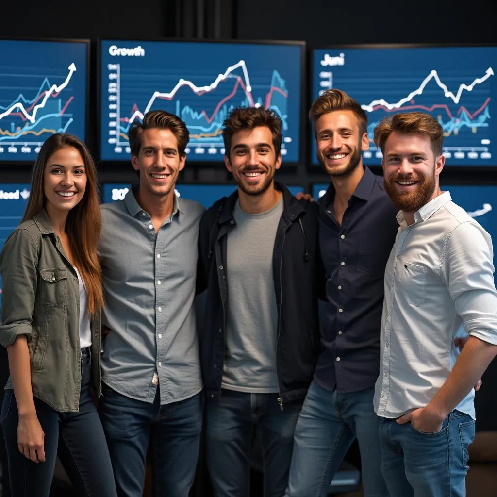 Équipe d'une startup technologique célébrant